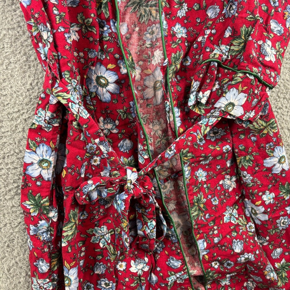 Vintage Victorias Secret Gold Label Womens Robe M/L Red Blue Floral Wrap 50in - Picture 4 of 5